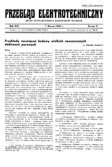 Przegląd Elektrotechniczny : organ Stowarzyszenia Elektrotechników Polskich R. XXI z. 5 (1939)