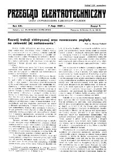 Przegląd Elektrotechniczny : organ Stowarzyszenia Elektrotechników Polskich R. XXI z. 9 (1939)