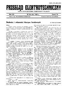 Przegląd Elektrotechniczny : organ Stowarzyszenia Elektrotechników Polskich R. XXI z. 16 (1939)