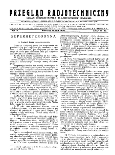 Przegląd Radjotechniczny: ogłaszany staraniem Sekcji Radjotechnicznej Stow. Elektr. Polskich R. IV z. 11-12 (1926)