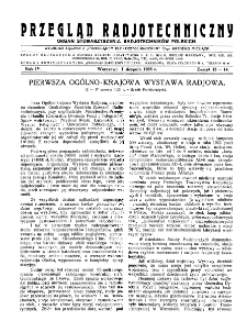Przegląd Radjotechniczny: ogłaszany staraniem Sekcji Radjotechnicznej Stow. Elektr. Polskich R. IV z. 13-14 (1926)