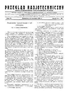 Przegląd Radjotechniczny: ogłaszany staraniem Sekcji Radjotechnicznej Stow. Elektr. Polskich R. IV z. 19-20 (1926)