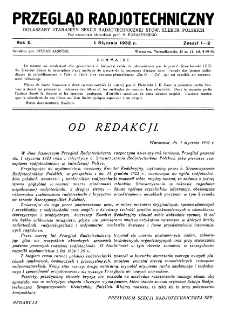 Przegląd Radjotechniczny: ogłaszany staraniem Sekcji Radjotechnicznej Stow. Elektr. Polskich R. X z. 1-2 (1932)