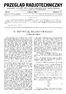 Przegląd Radjotechniczny: ogłaszany staraniem Sekcji Radjotechnicznej Stow. Elektr. Polskich R. X z. 5-6 (1932)