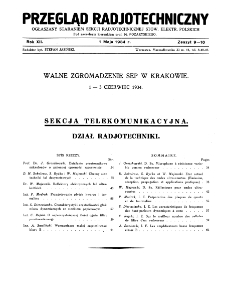 Przegląd Radjotechniczny: ogłaszany staraniem Sekcji Radjotechnicznej Stow. Elektr. Polskich R. XII z. 9-10 (1934)
