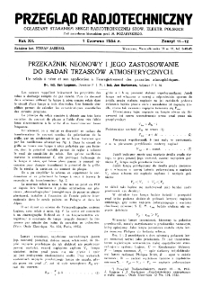 Przegląd Radjotechniczny: ogłaszany staraniem Sekcji Radjotechnicznej Stow. Elektr. Polskich R. XII z. 11-12 (1934)