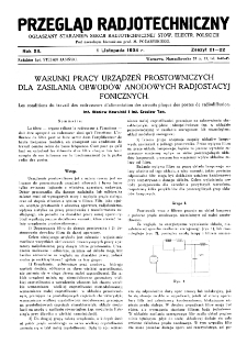 Przegląd Radjotechniczny: ogłaszany staraniem Sekcji Radjotechnicznej Stow. Elektr. Polskich R. XII z. 21-22 (1934)
