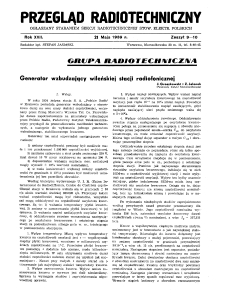 Przegląd Radiotechniczny: ogłaszany staraniem Sekcji Radiotechnicznej Stow. Elektr. Polskich R. XVII z. 9-10 (1939)