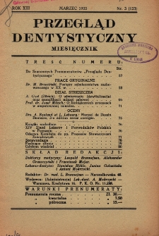 Przegląd Dentystyczny R. XIII (1933) nr 3 (123)