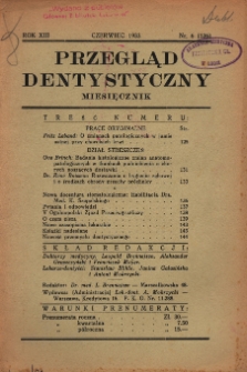 Przegląd Dentystyczny 1933, R. XIII, nr 6 (126)