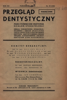 Przegląd Dentystyczny 1934, R. XIV, nr 10 (142)