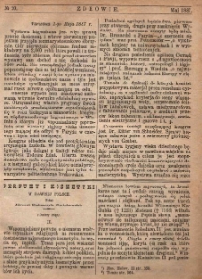 Zdrowie: miesięcznik poświęcony hygienie publicznej i prywatnej, 1887 nr 20