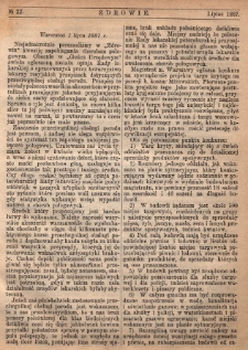 Zdrowie: miesięcznik poświęcony hygienie publicznej i prywatnej, 1887 nr 22