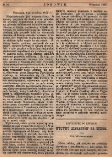 Zdrowie: miesięcznik poświęcony hygienie publicznej i prywatnej, 1887 nr 24