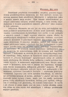 Zdrowie: miesięcznik poświęcony hygienie publicznej i prywatnej 1892, T. VIII, maj