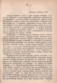 Zdrowie: miesięcznik poświęcony hygienie publicznej i prywatnej 1892, T. VIII, czerwiec