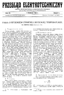Przegląd Elektrotechniczny : organ Stowarzyszenia Elektrotechników Polskich R. XII z. 7 (1930)