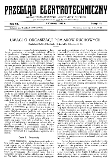 Przegląd Elektrotechniczny : organ Stowarzyszenia Elektrotechników Polskich R. XII z. 11 (1930)