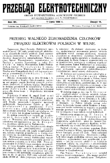 Przegląd Elektrotechniczny : organ Stowarzyszenia Elektrotechników Polskich R. XII z. 13 (1930)