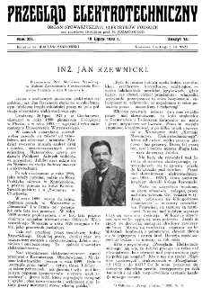 Przegląd Elektrotechniczny : organ Stowarzyszenia Elektrotechników Polskich R. XII z. 14 (1930)