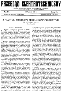 Przegląd Elektrotechniczny : organ Stowarzyszenia Elektrotechników Polskich R. XII z. 17 (1930)