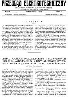 Przegląd Elektrotechniczny : organ Stowarzyszenia Elektrotechników Polskich R. XII z. 20 (1930)