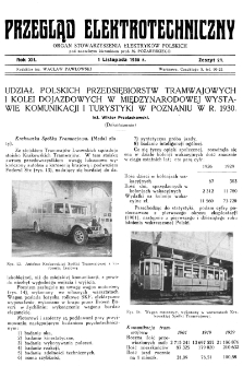 Przegląd Elektrotechniczny : organ Stowarzyszenia Elektrotechników Polskich R. XII z. 21 (1930)