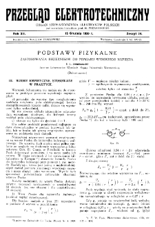 Przegląd Elektrotechniczny : organ Stowarzyszenia Elektrotechników Polskich R. XII z. 24 (1930)