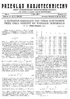 Przegląd Radjotechniczny: ogłaszany staraniem Sekcji Radiotechnicznej Stow. Elektr. Polskich R. V z. 9-10 (1927)
