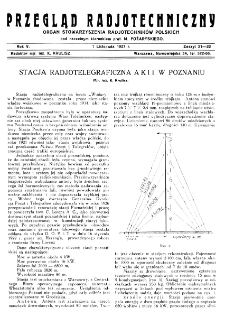 Przegląd Radjotechniczny: ogłaszany staraniem Sekcji Radiotechnicznej Stow. Elektr. Polskich R. V z. 21-22 (1927)