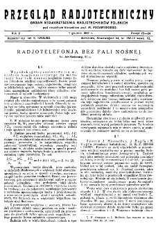 Przegląd Radjotechniczny: ogłaszany staraniem Sekcji Radiotechnicznej Stow. Elektr. Polskich R. V z. 23-24 (1927)