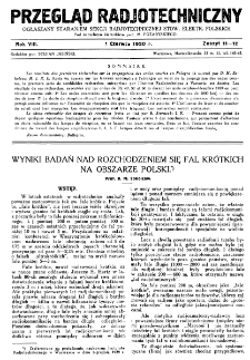 Przegląd Radjotechniczny: ogłaszany staraniem Sekcji Radiotechnicznej Stow. Elektr. Polskich R. VIII z. 11-12 (1930)
