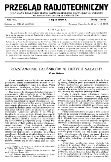 Przegląd Radjotechniczny: ogłaszany staraniem Sekcji Radiotechnicznej Stow. Elektr. Polskich R. VIII z. 13-14 (1930)