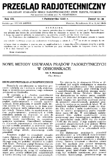 Przegląd Radjotechniczny: ogłaszany staraniem Sekcji Radiotechnicznej Stow. Elektr. Polskich R. VIII z. 19-20 (1930)