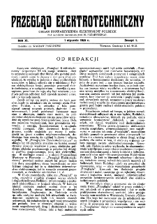 Przegląd Elektrotechniczny : organ Stowarzyszenia Elektrotechników Polskich R. XI z. 1 (1929)
