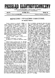 Przegląd Elektrotechniczny : organ Stowarzyszenia Elektrotechników Polskich R. XI z. 10 (1929)