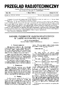 Przegląd Radjotechniczny: ogłaszany staraniem Sekcji Radjotechnicznej Stow. Elektr. Polskich R. XI z. 9-10 (1929)