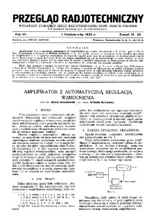 Przegląd Radjotechniczny: ogłaszany staraniem Sekcji Radjotechnicznej Stow. Elektr. Polskich R. XI z. 19-20 (1929)