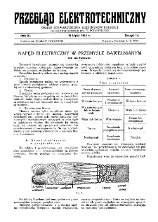 Przegląd Elektrotechniczny : organ Stowarzyszenia Elektrotechników Polskich R. XI z. 14 (1929)