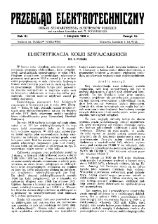 Przegląd Elektrotechniczny : organ Stowarzyszenia Elektrotechników Polskich R. XI z. 15 (1929)