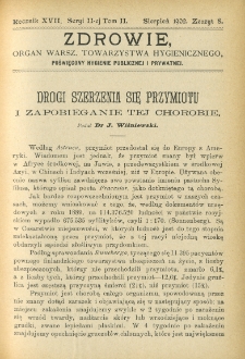 Zdrowie: organ Warsz. Towarzystwa Hygienicznego, poświęcony hygienie publicznej i prywatnej 1902, R. XVII, T. II, z. 8