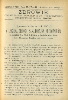 Zdrowie: organ Warsz. Towarzystwa Hygienicznego, poświęcony hygienie publicznej i prywatnej 1902, R. XVII, T. II, z. 12