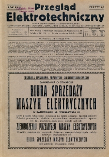 Przegląd Elektrotechniczny : organ Stowarzyszenia Elektrotechników Polskich R. XXIII z. 1/2 (1947)