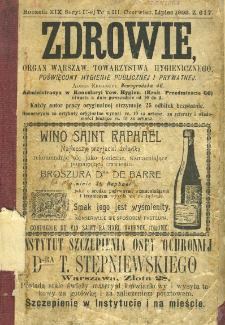 Zdrowie: organ Warsz. Towarzystwa Hygienicznego, poświęcony hygienie publicznej i prywatnej 1903, R. XIX, T. III, z. 6-7