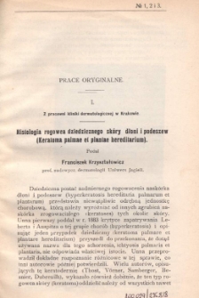 Przegląd Chorób Skórnych i Wenerycznych 1913, R. VIII, nr 1-3