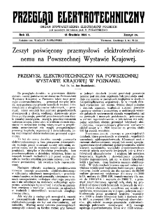 Przegląd Elektrotechniczny : organ Stowarzyszenia Elektrotechników Polskich R. XI z. 24 (1929)