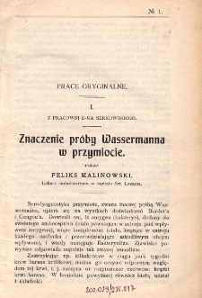 Przegląd Chorób Skórnych i Wenerycznych 1909, R. IV, nr 1