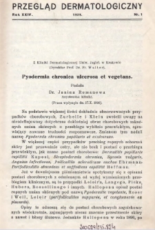 Przegląd Dermatologiczny: organ Polskiego T-wa Dermatologicznego 1929, T. XXIV, nr 1