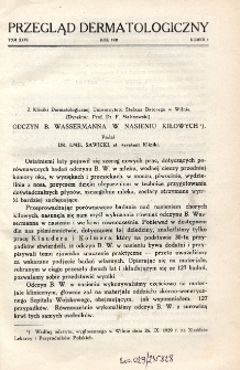 Przegląd Dermatologiczny: organ Polskiego T-wa Dermatologicznego i Polskiego Związku Przeciwwenerycznego 1931 T. XXVI, nr 1