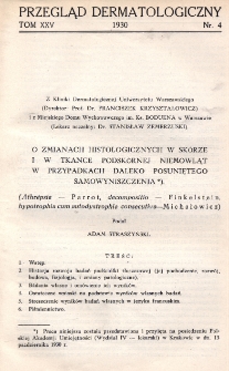 Przegląd Dermatologiczny: organ Polskiego T-wa Dermatologicznego i Polskiego Związku Przeciwwenerycznego 1930, T. XXV, nr 4